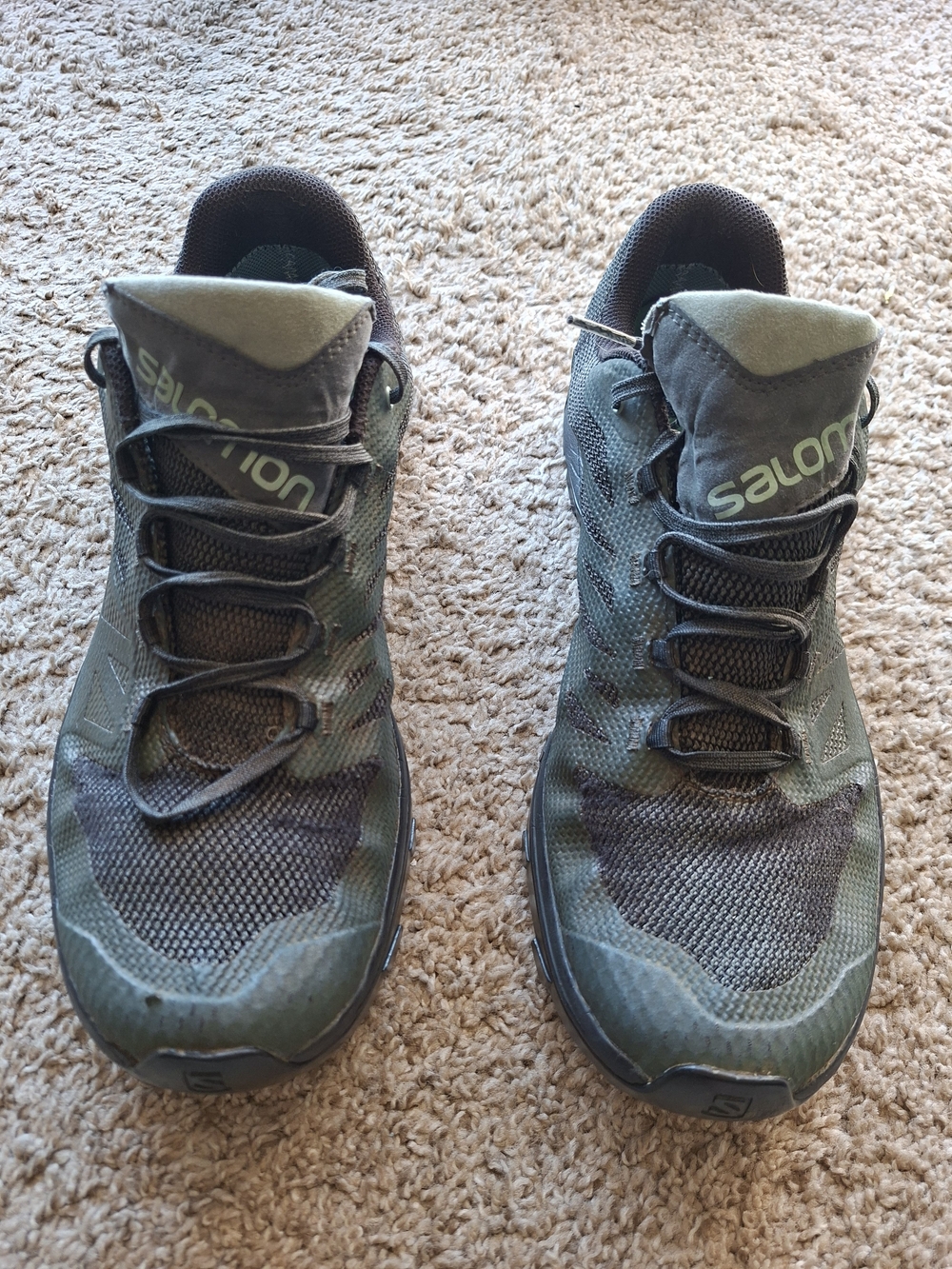 Salomon Outline GTX Trail Hiking Shoes Green Black Gore-Tex Men's Size 13 404771